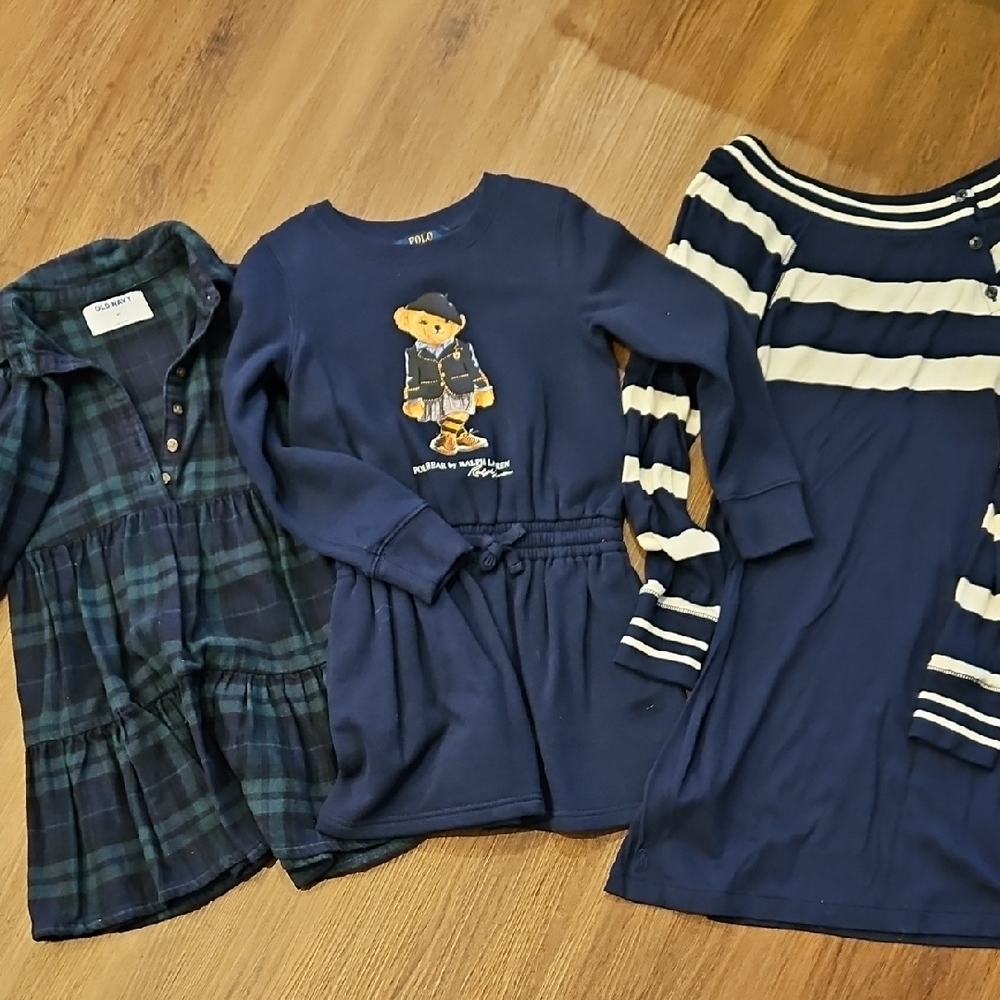 Ralph Lauren Kids Navy and Plaid Dress Trio